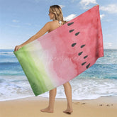 Aperturee - Aperturee Watercolor Watermelon Custom Name Beach Towel For Kid
